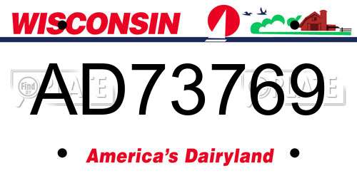 AD73769 Wisconsin License Plate