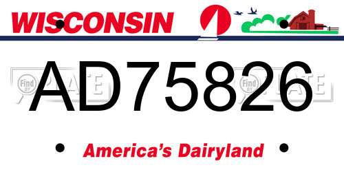 AD75826 Wisconsin License Plate