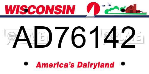 AD76142 Wisconsin License Plate