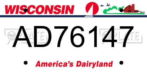 AD76147 Wisconsin License Plate