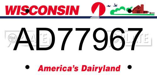 AD77967 Wisconsin License Plate