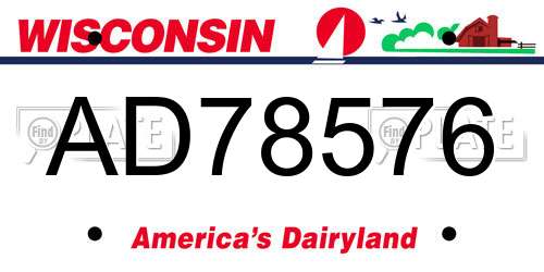 AD78576 Wisconsin License Plate