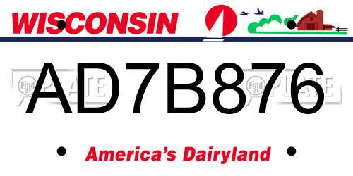 AD7B876 Wisconsin License Plate