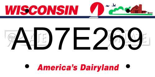 AD7E269 Wisconsin License Plate