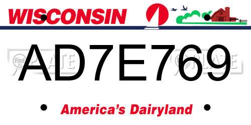 AD7E769 Wisconsin License Plate