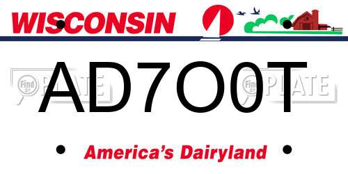 AD7O0T Wisconsin License Plate