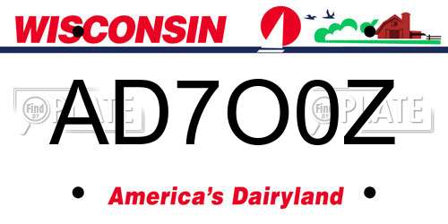 AD7O0Z Wisconsin License Plate