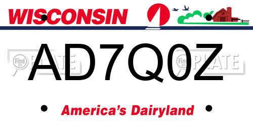AD7Q0Z Wisconsin License Plate