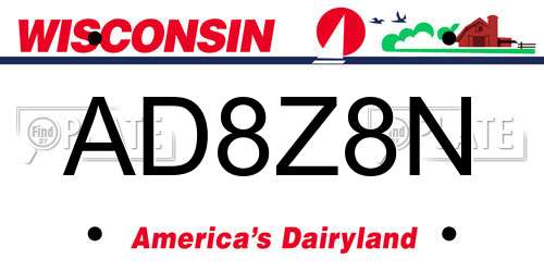 AD8Z8N Wisconsin License Plate