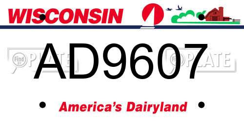 AD9607 Wisconsin License Plate