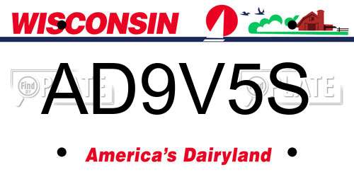 AD9V5S Wisconsin License Plate