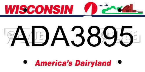 ADA3895 Wisconsin License Plate