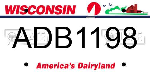 ADB1198 Wisconsin License Plate