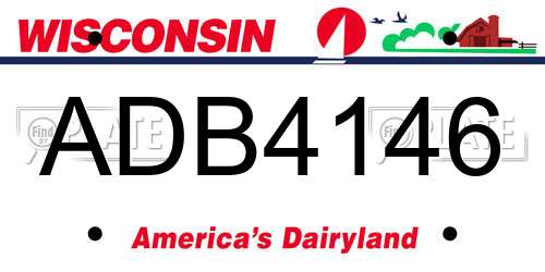 ADB4146 Wisconsin License Plate