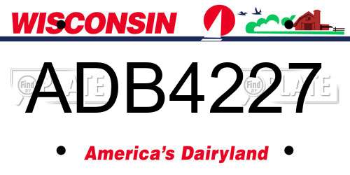 ADB4227 Wisconsin License Plate