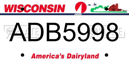 ADB5998 Wisconsin License Plate