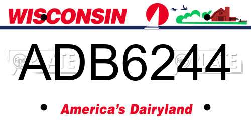 ADB6244 Wisconsin License Plate