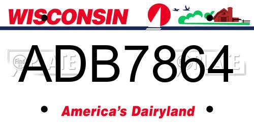 ADB7864 Wisconsin License Plate