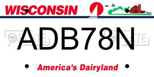 ADB78N Wisconsin License Plate