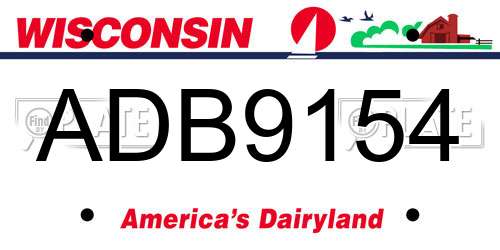 ADB9154 Wisconsin License Plate
