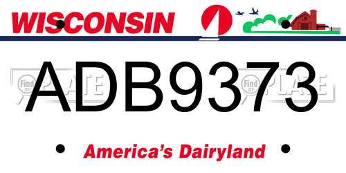 ADB9373 Wisconsin License Plate