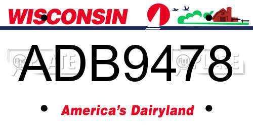 ADB9478 Wisconsin License Plate