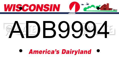 ADB9994 Wisconsin License Plate