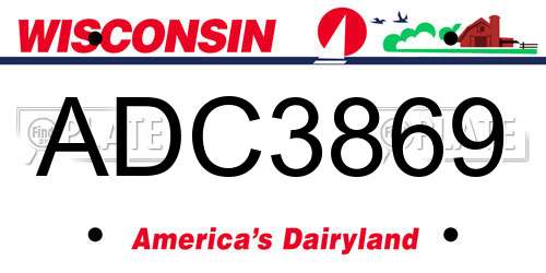 ADC3869 Wisconsin License Plate