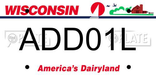 ADD01L Wisconsin License Plate