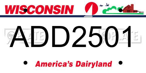 ADD2501 Wisconsin License Plate