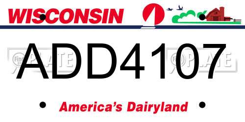 ADD4107 Wisconsin License Plate