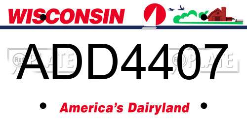 ADD4407 Wisconsin License Plate