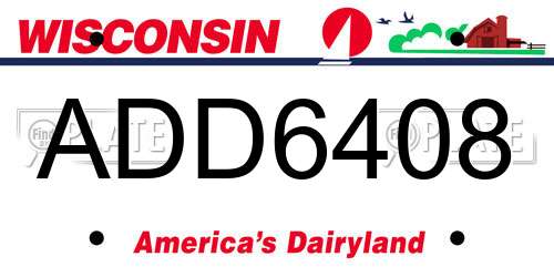 ADD6408 Wisconsin License Plate