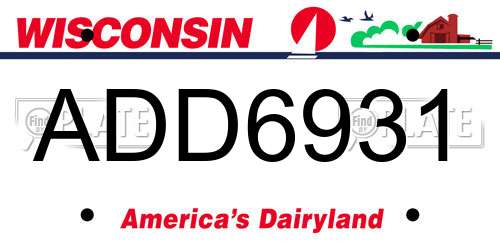 ADD6931 Wisconsin License Plate