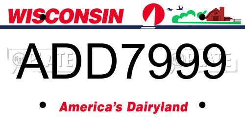 ADD7999 Wisconsin License Plate