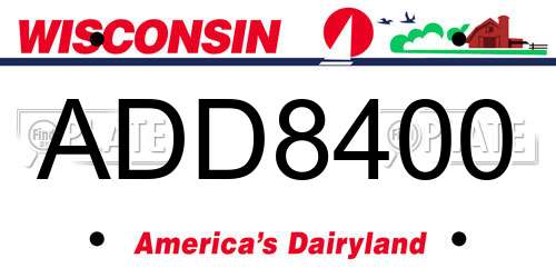 ADD8400 Wisconsin License Plate