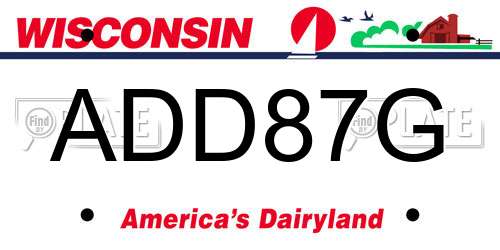 ADD87G Wisconsin License Plate