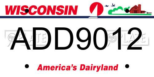 ADD9012 Wisconsin License Plate