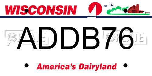 ADDB76 Wisconsin License Plate