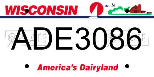 ADE3086 Wisconsin License Plate