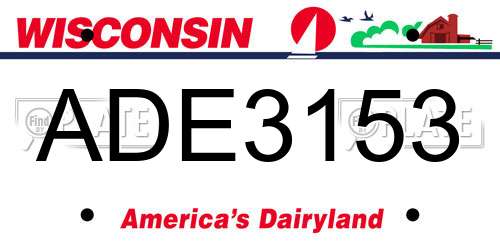 ADE3153 Wisconsin License Plate