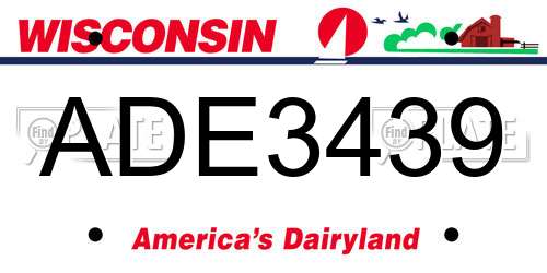 ADE3439 Wisconsin License Plate