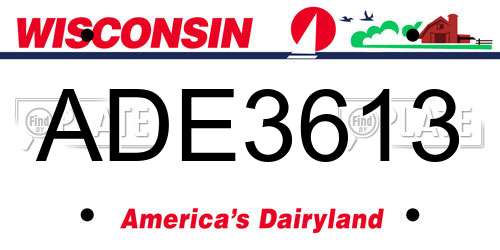 ADE3613 Wisconsin License Plate