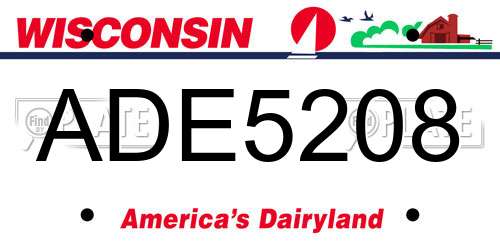 ADE5208 Wisconsin License Plate