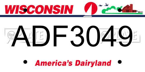 ADF3049 Wisconsin License Plate