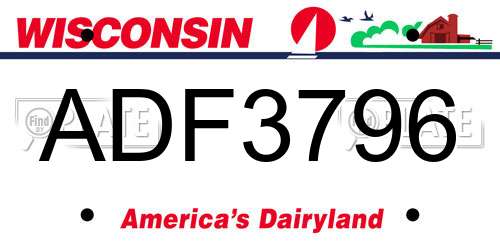 ADF3796 Wisconsin License Plate
