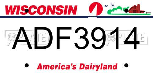 ADF3914 Wisconsin License Plate