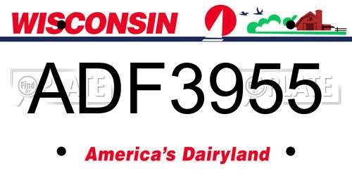 ADF3955 Wisconsin License Plate