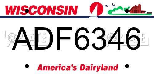 ADF6346 Wisconsin License Plate