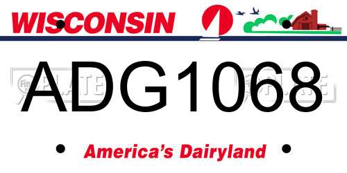 ADG1068 Wisconsin License Plate